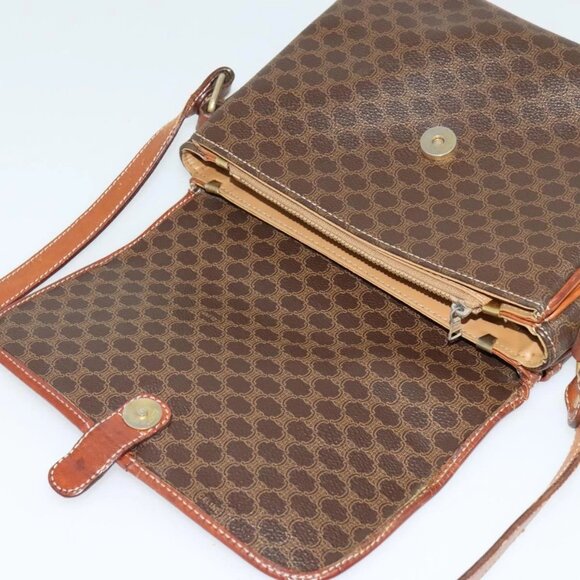 CELINE Macadam Canvas Shoulder Bag PVC Leather Brown Gold Auth 116597 - Picture 11 of 16